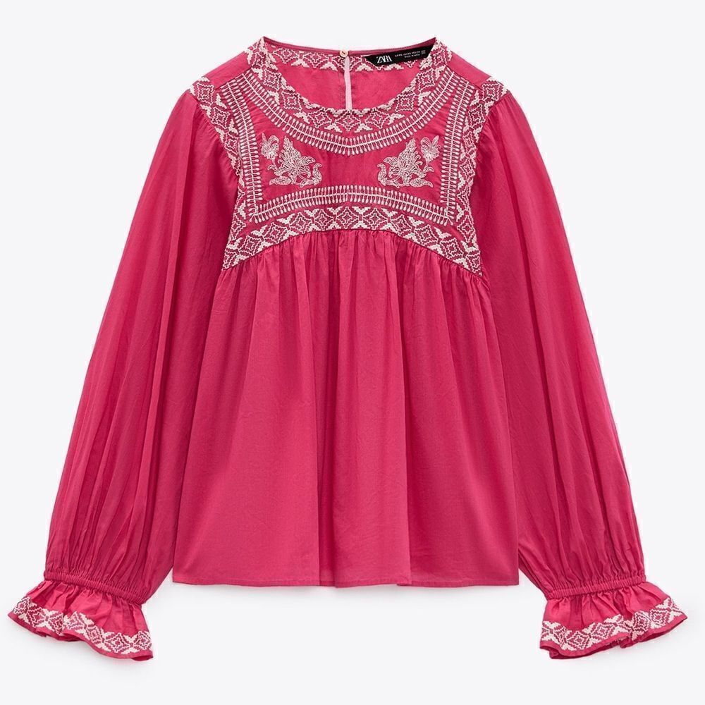 Zara Embroidered Blouse New - Picture 5 of 7